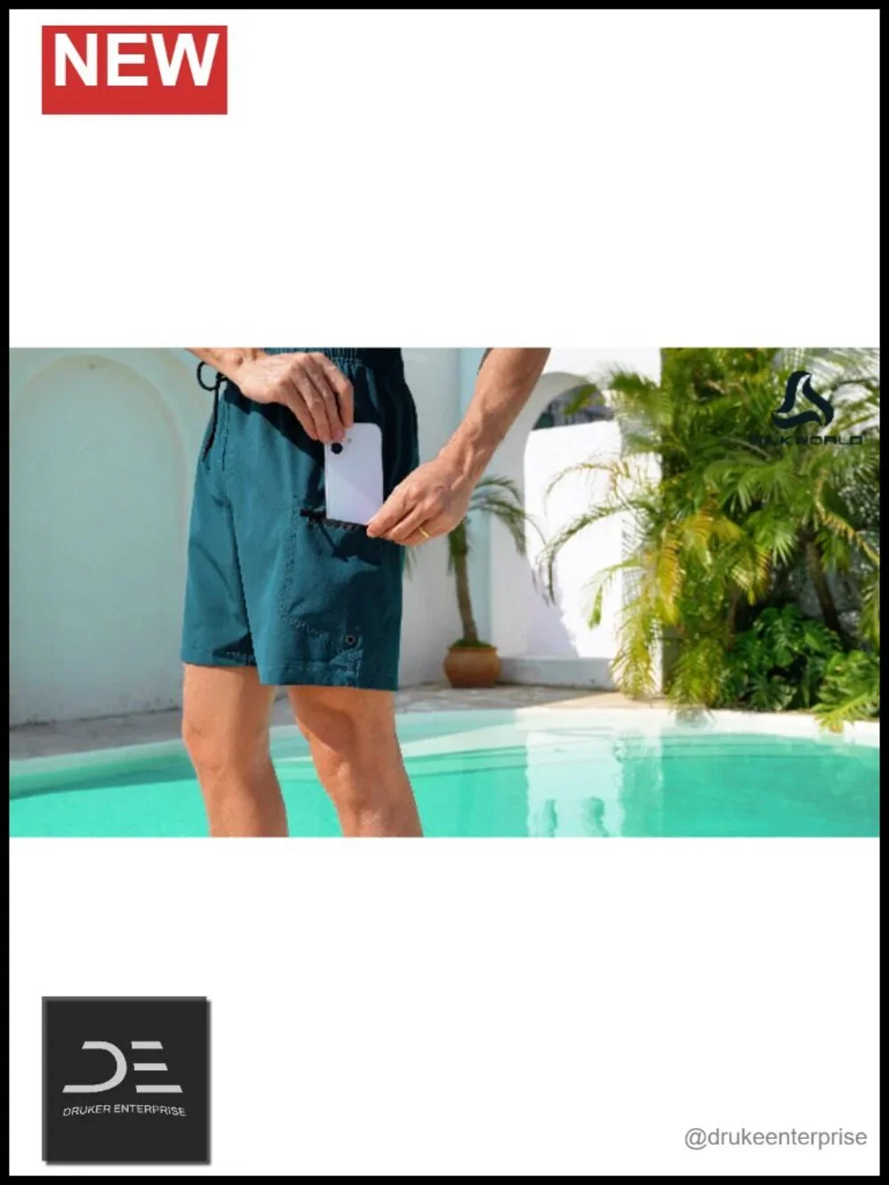 Quick Dry Swim Trunks with Compression Liner and Cargo Pockets